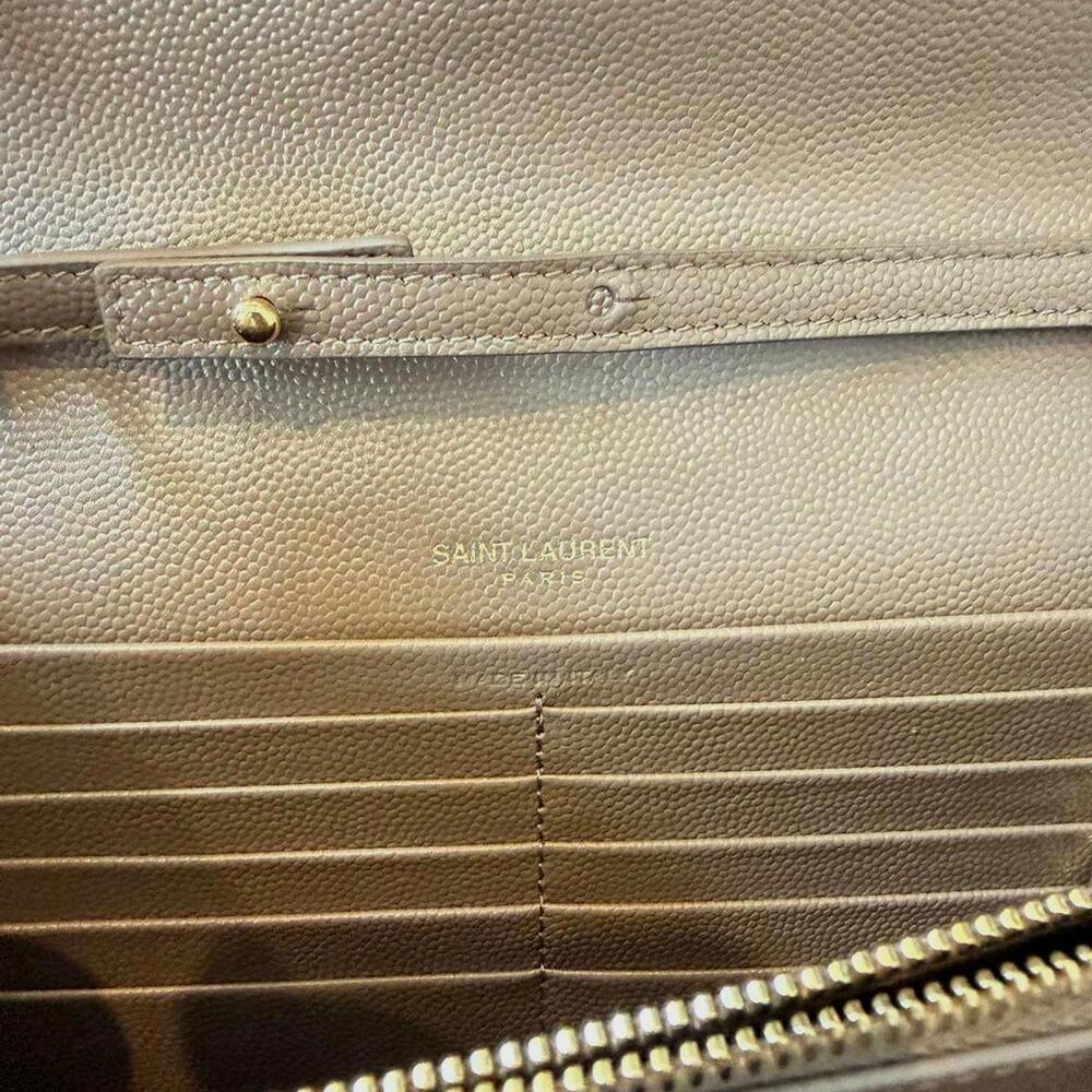 Yves Saint Laurent Classic Cassandre Brown Chain Wallet Grain De Poudre Leather - Picture 8 of 10
